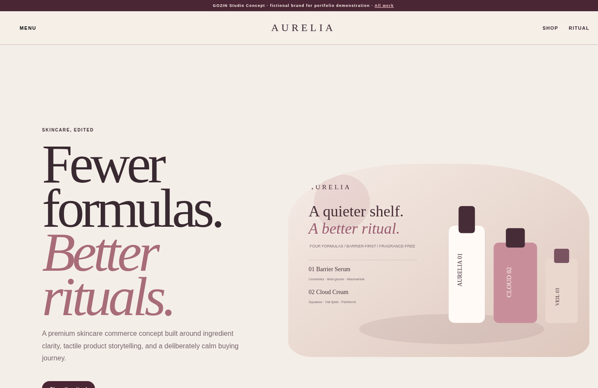 Aurelia Skin — Premium skincare website concept
