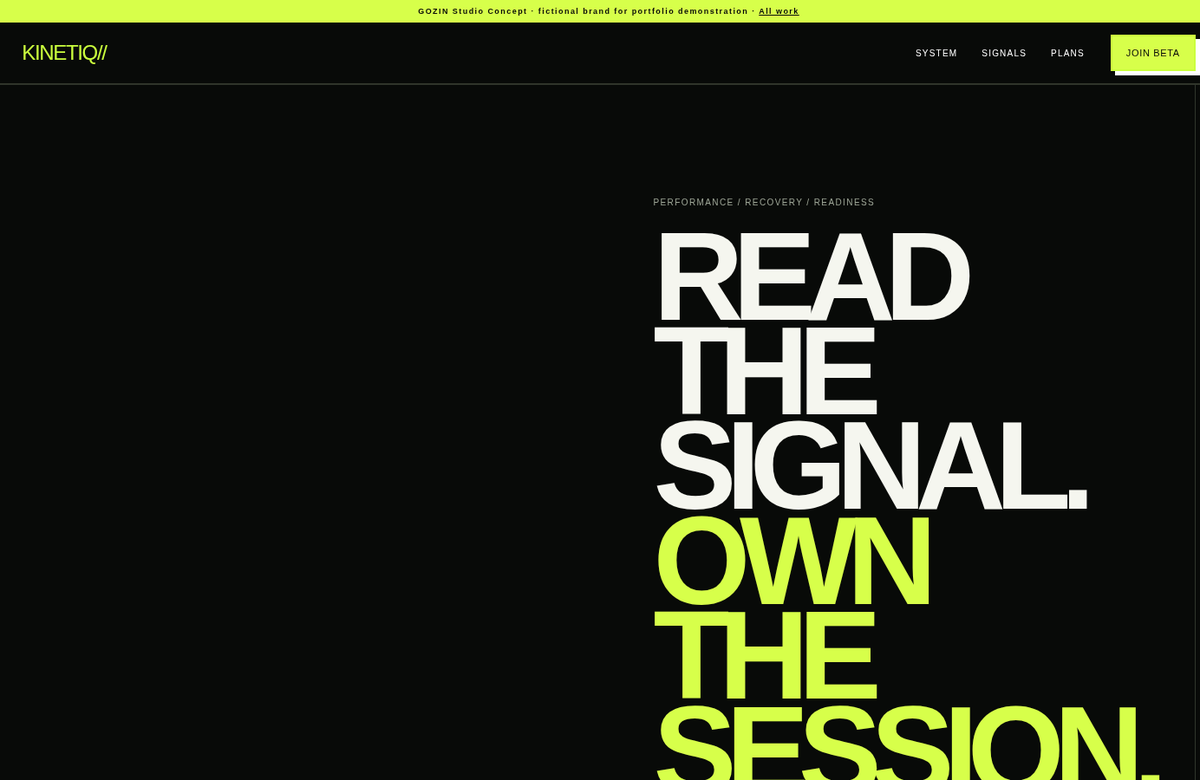 Kinetiq — Performance product website concept