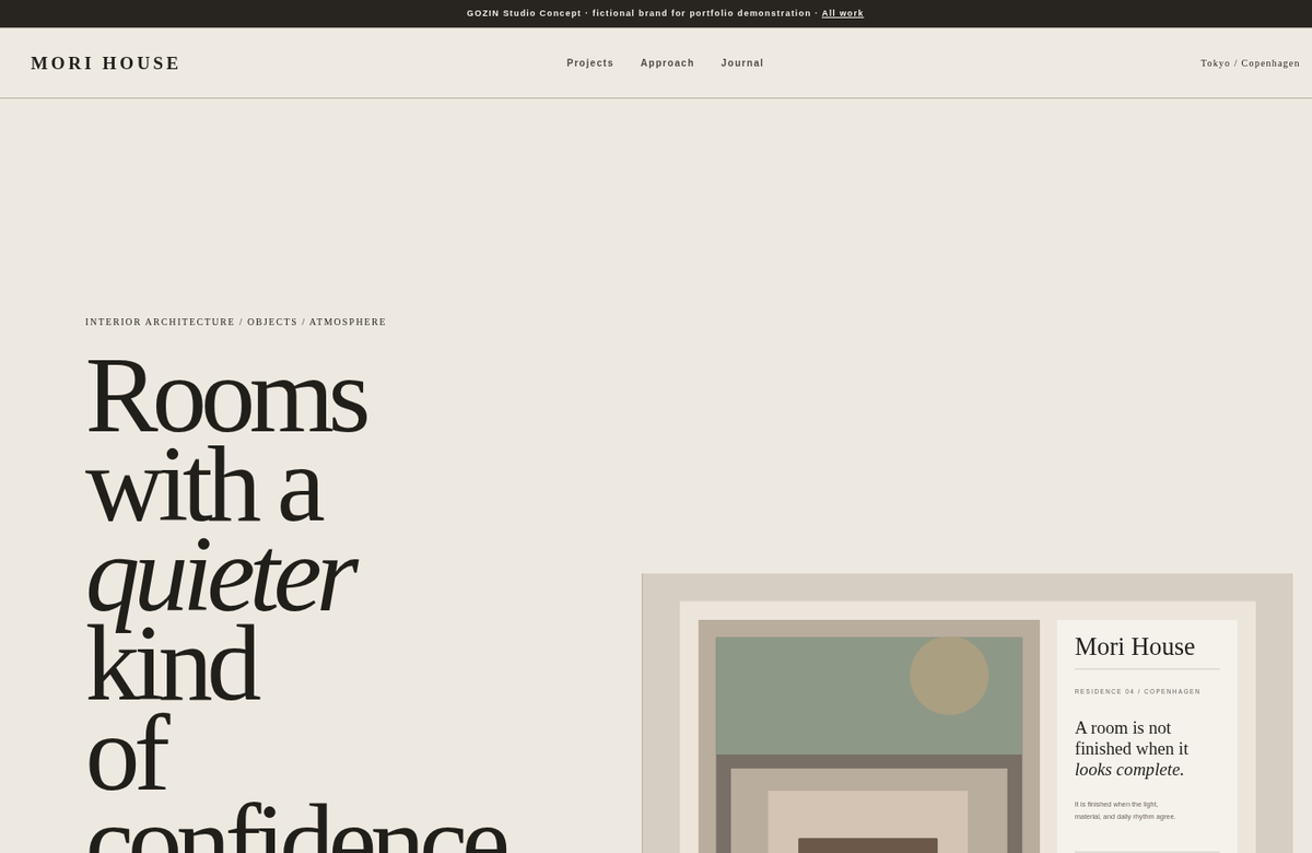Mori House — Architecture & interiors website concept