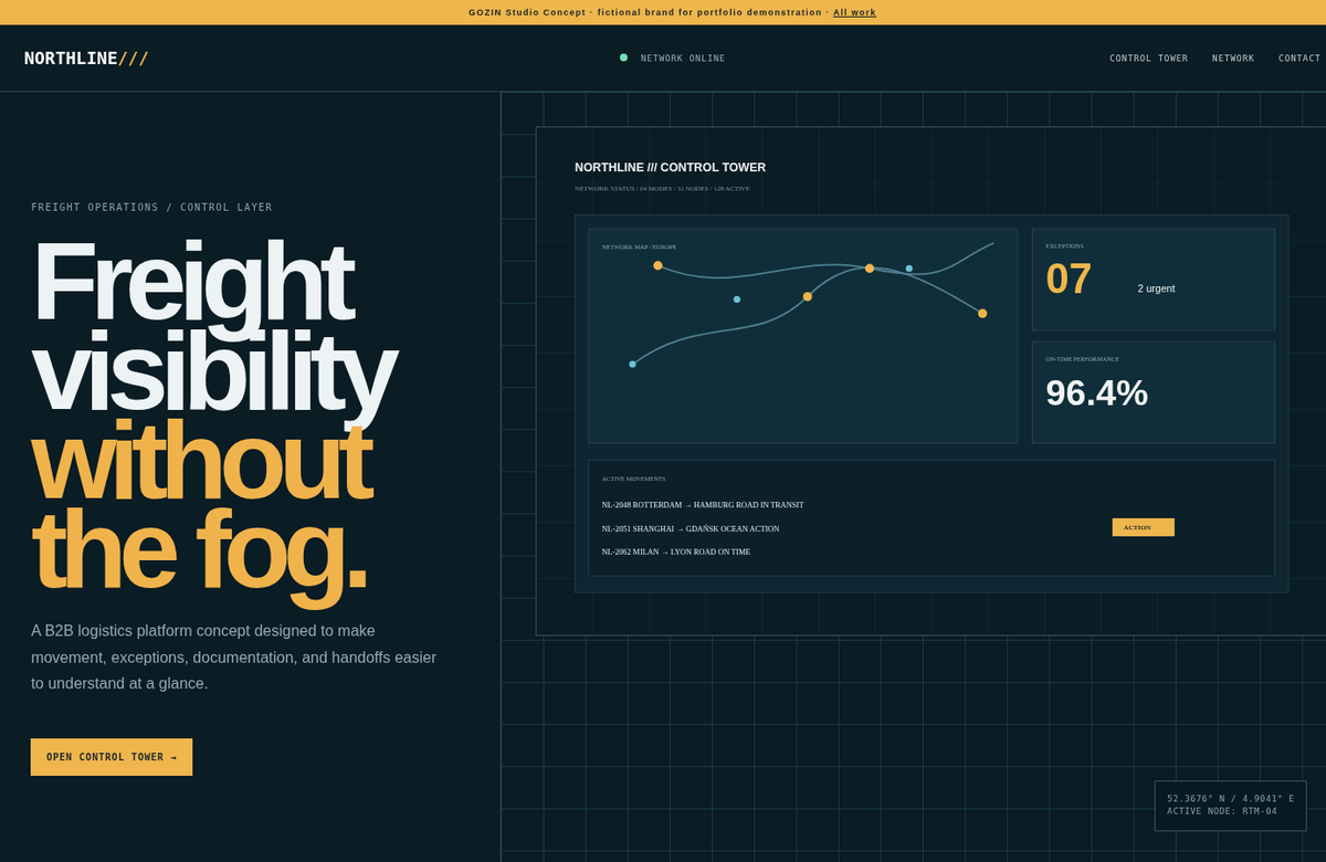 Northline — B2B logistics website concept