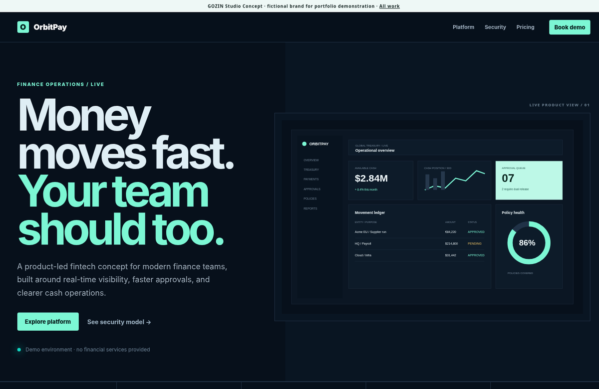 OrbitPay — Fintech operations website concept