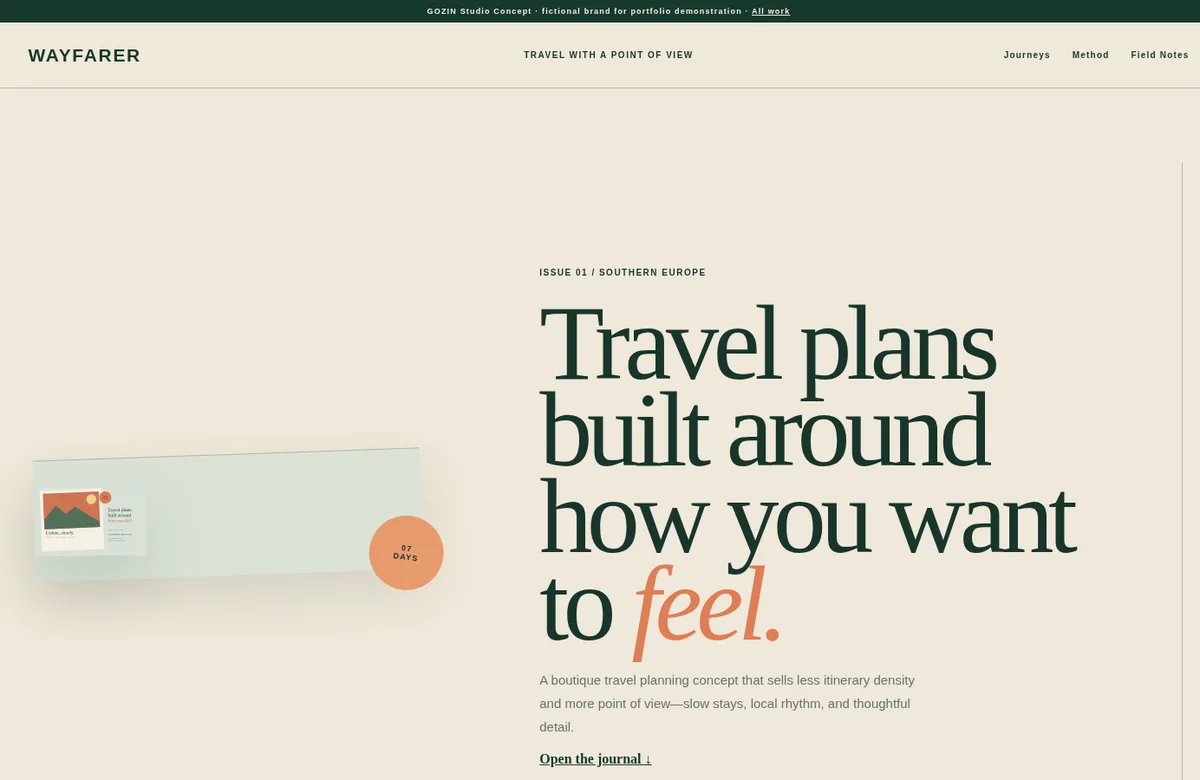 Wayfarer travel concept